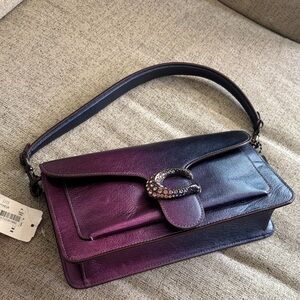 Chic Iridescent Shoulder Bag with Crystal Accent